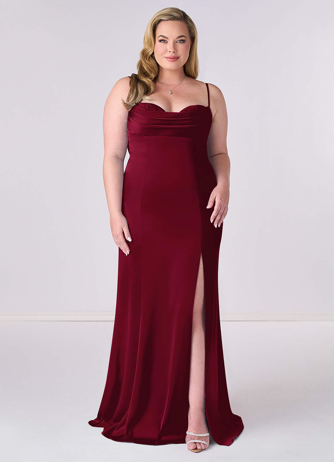 Plissee-Schnürkleid aus Stretch-Satin im Meerjungfrau-Stil-AZ84544327-Endgültiger Verkauf