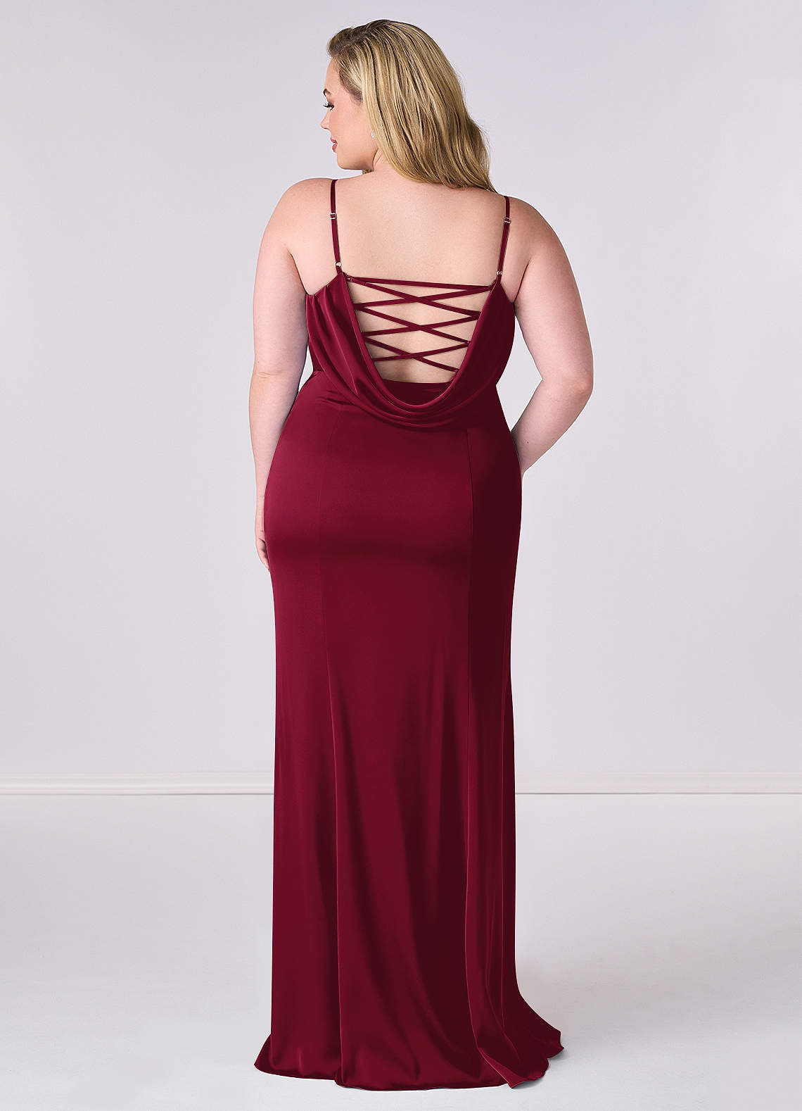 Plissee-Schnürkleid aus Stretch-Satin im Meerjungfrau-Stil-AZ84544327-Endgültiger Verkauf