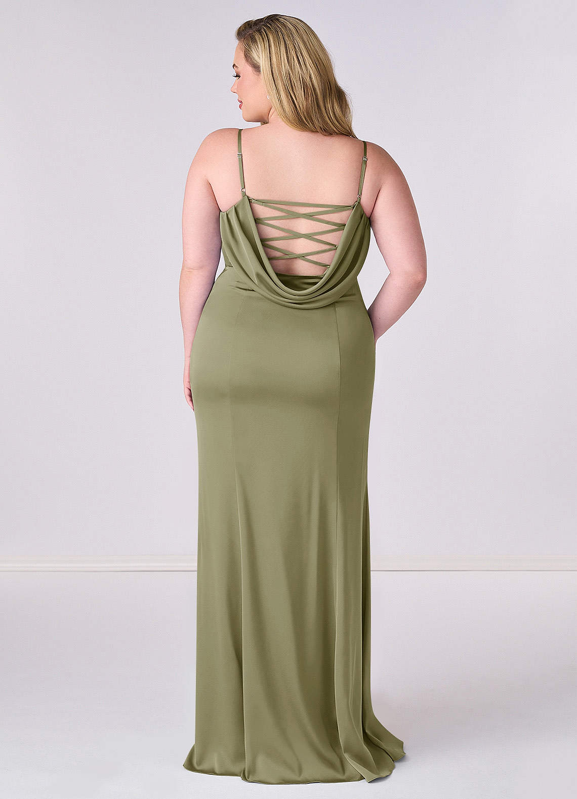 Plissee-Schnürkleid aus Stretch-Satin im Meerjungfrau-Stil-AZ52817544-Letzte Chance