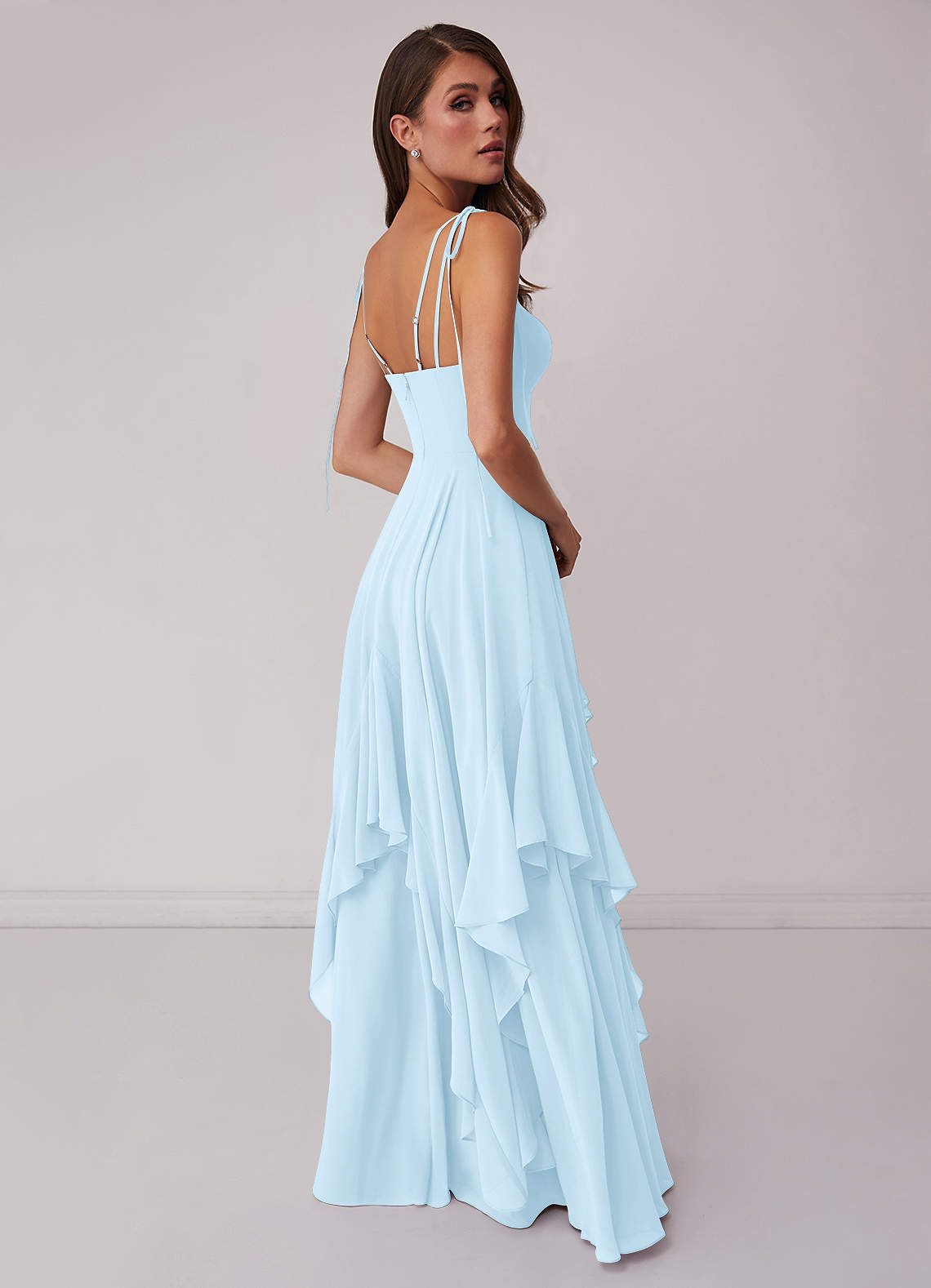 Abito a trapezio a strati in chiffon con scollo a V-AZ40500320-Letzte Chance