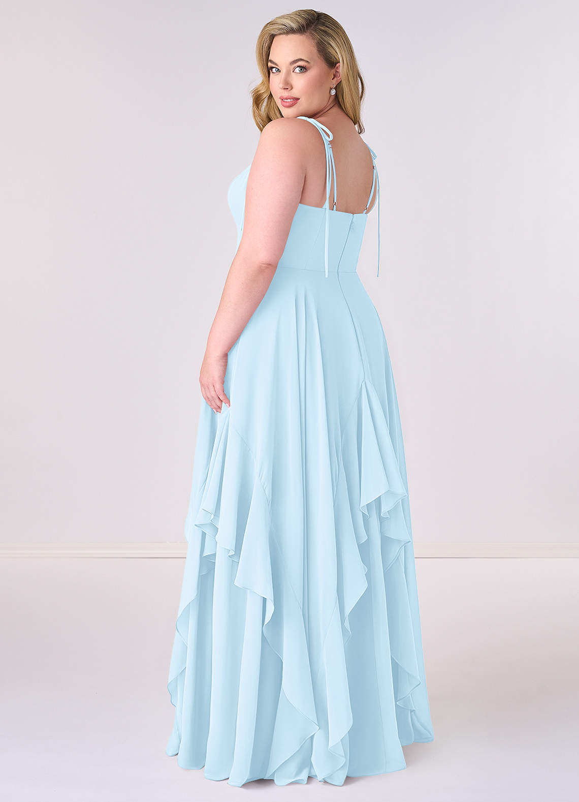 Abito a trapezio a strati in chiffon con scollo a V-AZ40500320-Letzte Chance