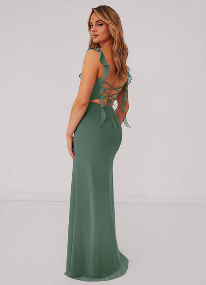 Vestido de sirena de gasa con volantes plisados y escote corazón-AZ61599665-Endgültiger Verkauf