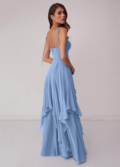 Vestido evasé de gasa con cuello en V-AZ27453232-Endgültiger Verkauf
