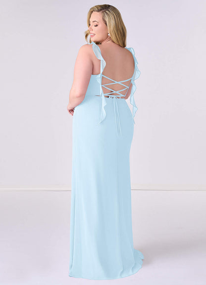 Herzförmiges, plissiertes Meerjungfrau-Kleid aus Chiffon mit Rüschen-AZ6818611-Endgültiger Verkauf